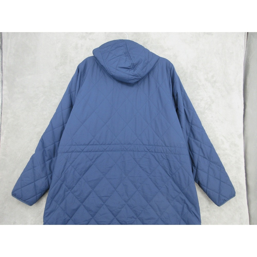 LL Bean Jacket Womens 2X Quilted Hooded Mid Length Pockets Outdoor Full Zip Blue - Picture 6 of 12